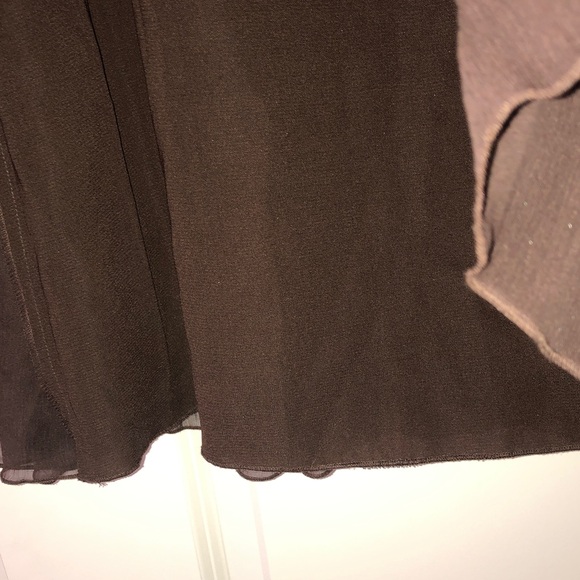 Express Brown Tiered A-Line Midi Skirt 100% Silk - Picture 6 of 8